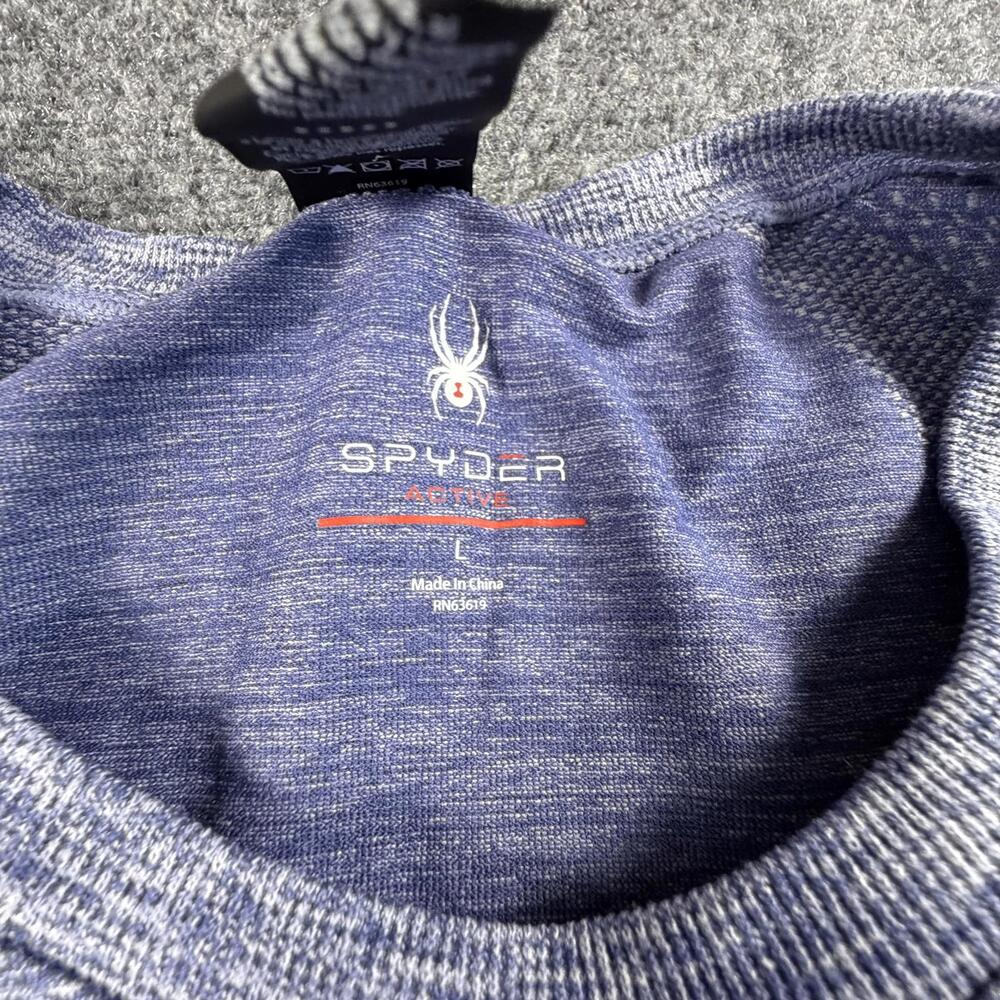 Spyder Active Mens Large Blue Long Sleeve Performance Shirt Thumbholes #1568 - Picture 3 of 8